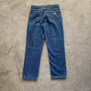Carhartt Jeans Mens 35x32 Blue Denim Relaxed Fit Cotton Workwear B160 DST